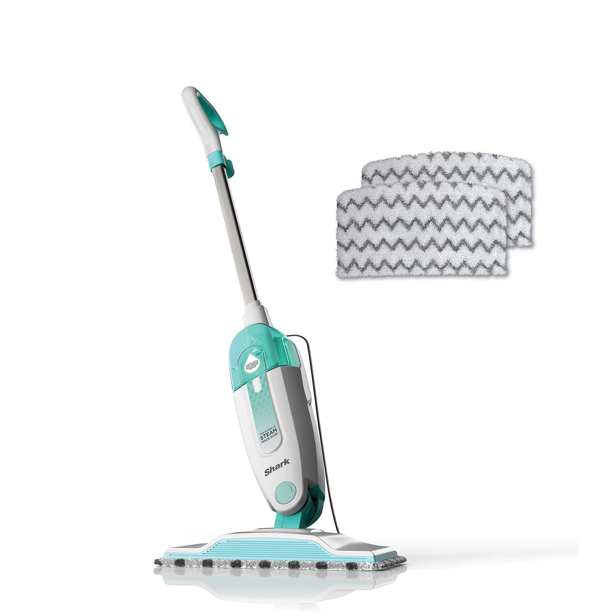 White Steam Mop with 2 Dirt Grip Pads B82497