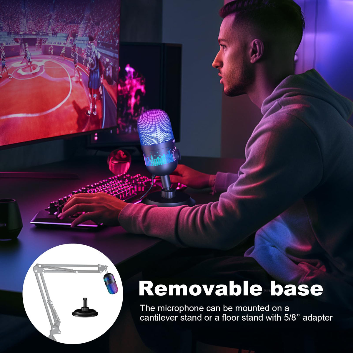 USB Condenser Gaming Microphone with RGB Lighting K76483