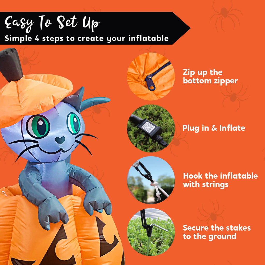 5 FT Animated Pumpkin Inflatable with LEDs Y71296
