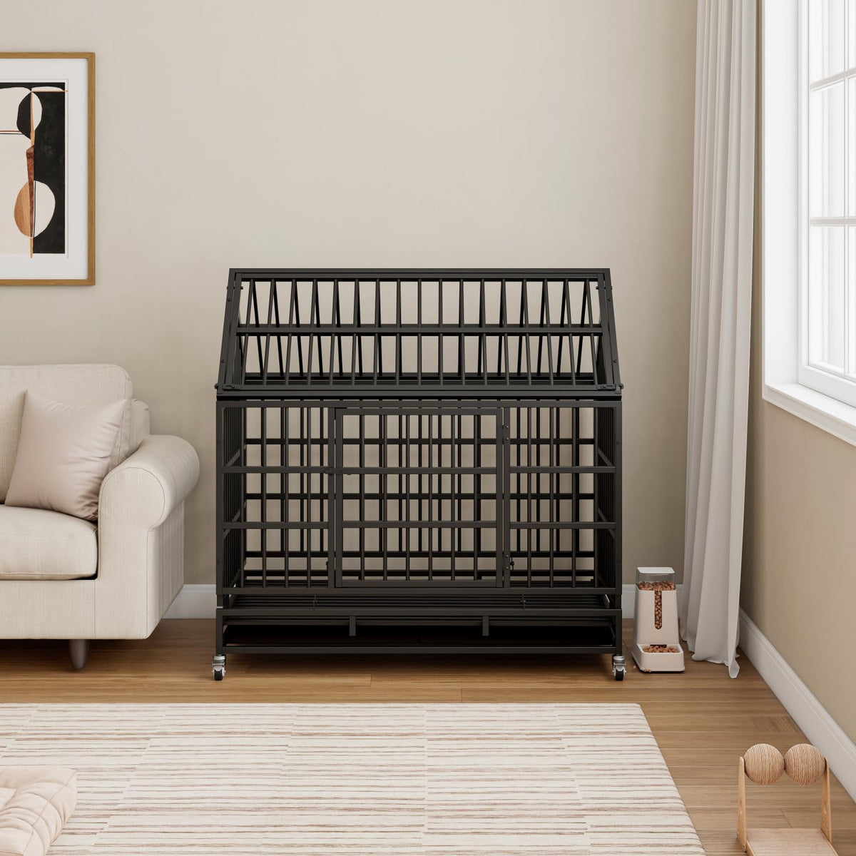 48 Inch Heavy Duty Dog Crate with Wheels U434