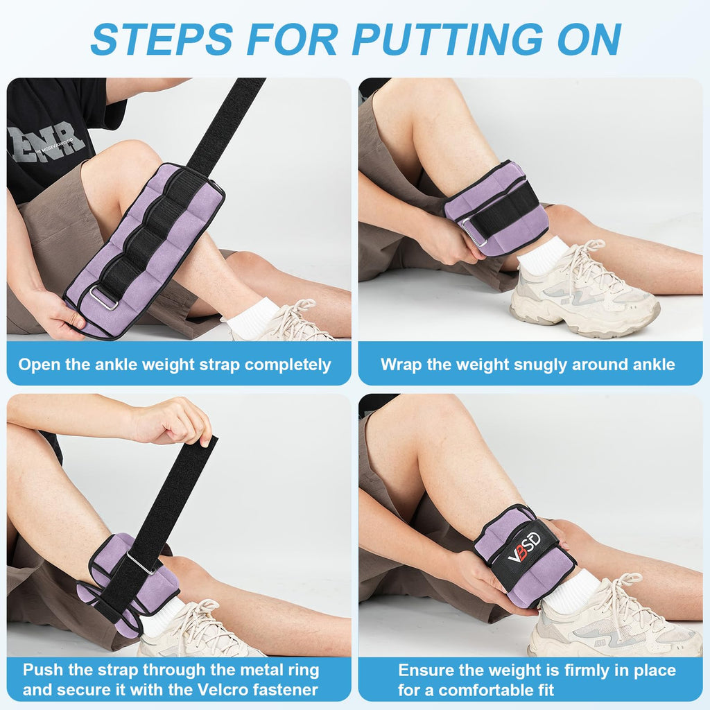 Adjustable Ankle Weights 10lb 1 Pair Lavender D3907