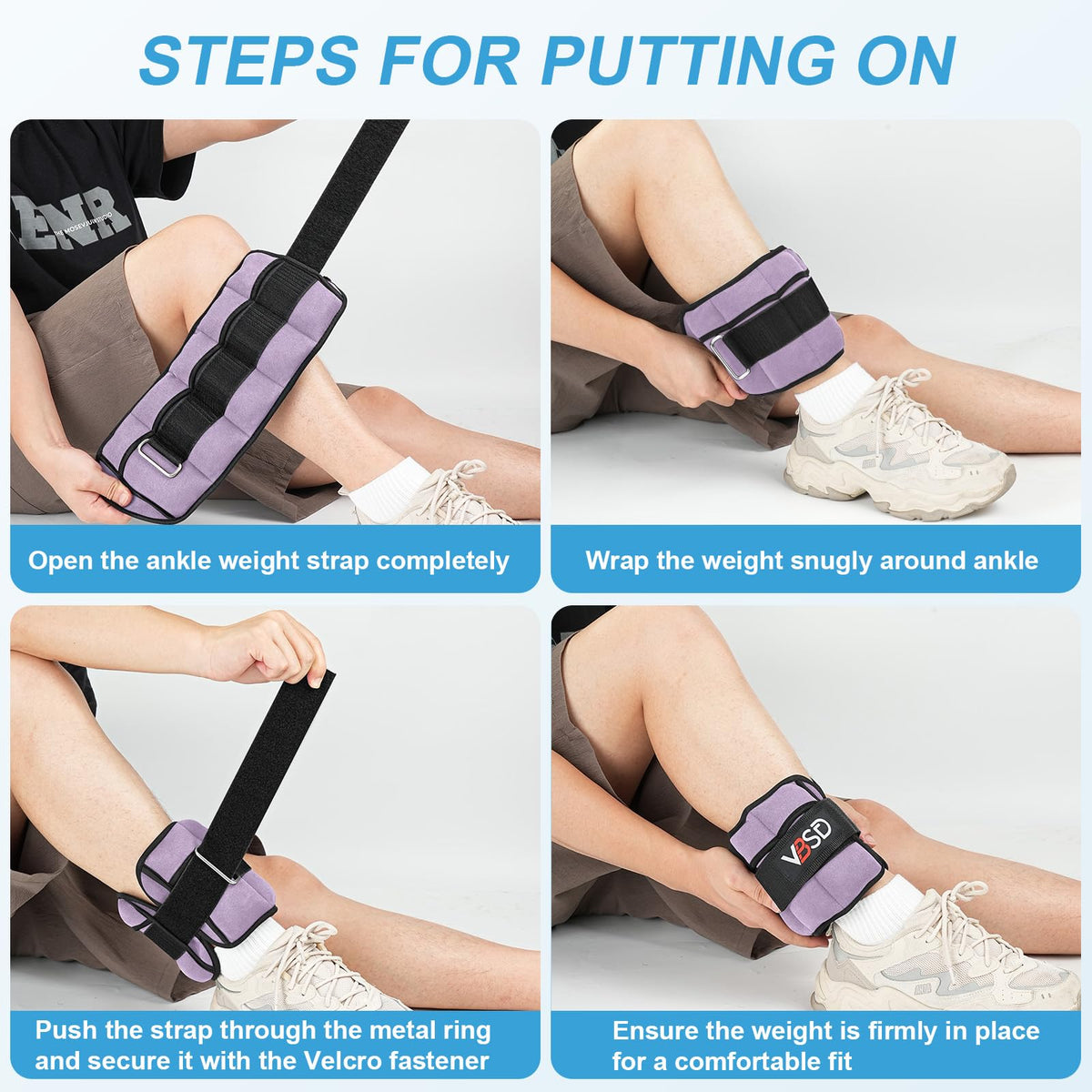 Adjustable Ankle Weights 10lb 1 Pair Lavender D3907