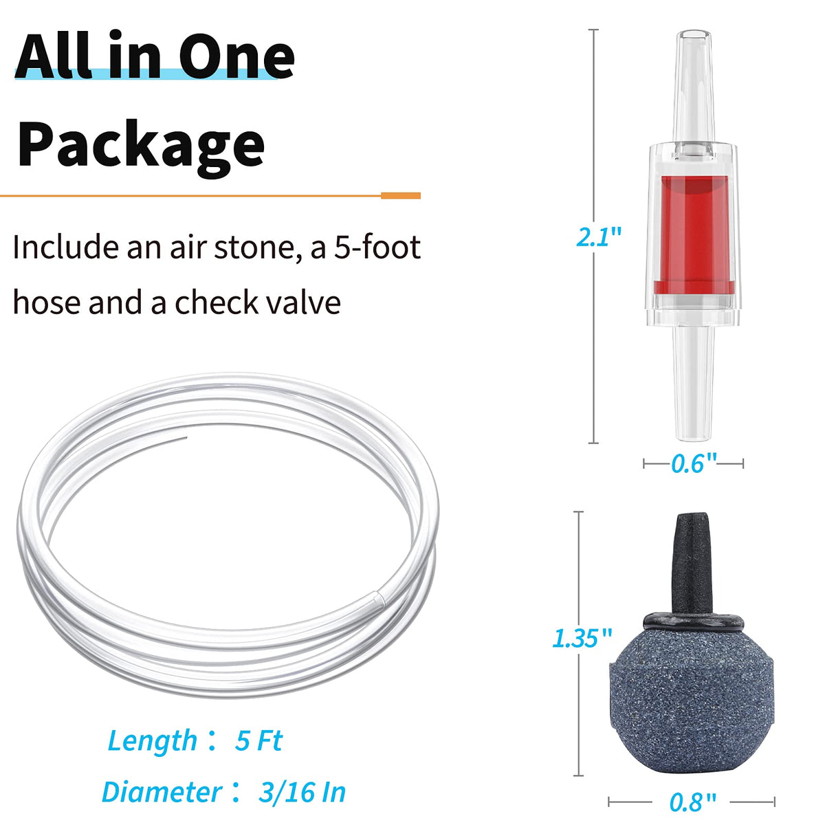 15-40 GPH Compact Quiet Aquarium Air Pump with Air Stone L156754