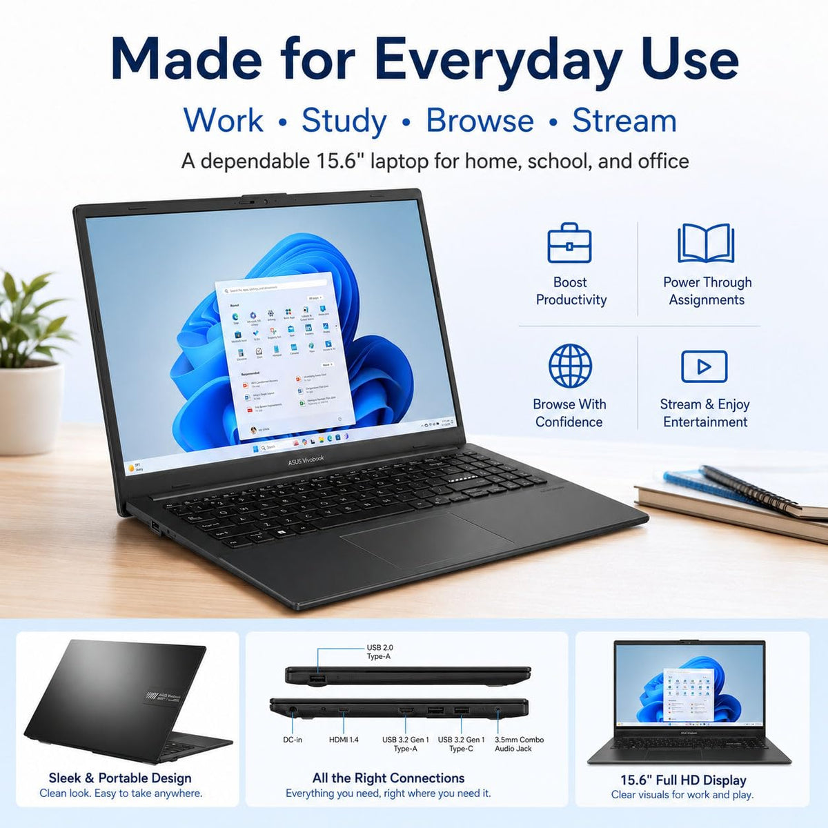 15.6" FHD Laptop AMD Ryzen 5 8GB RAM 512GB SSD D717348