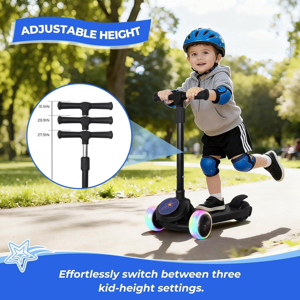 3 Wheel Kids Scooter with Light Up Wheels T605