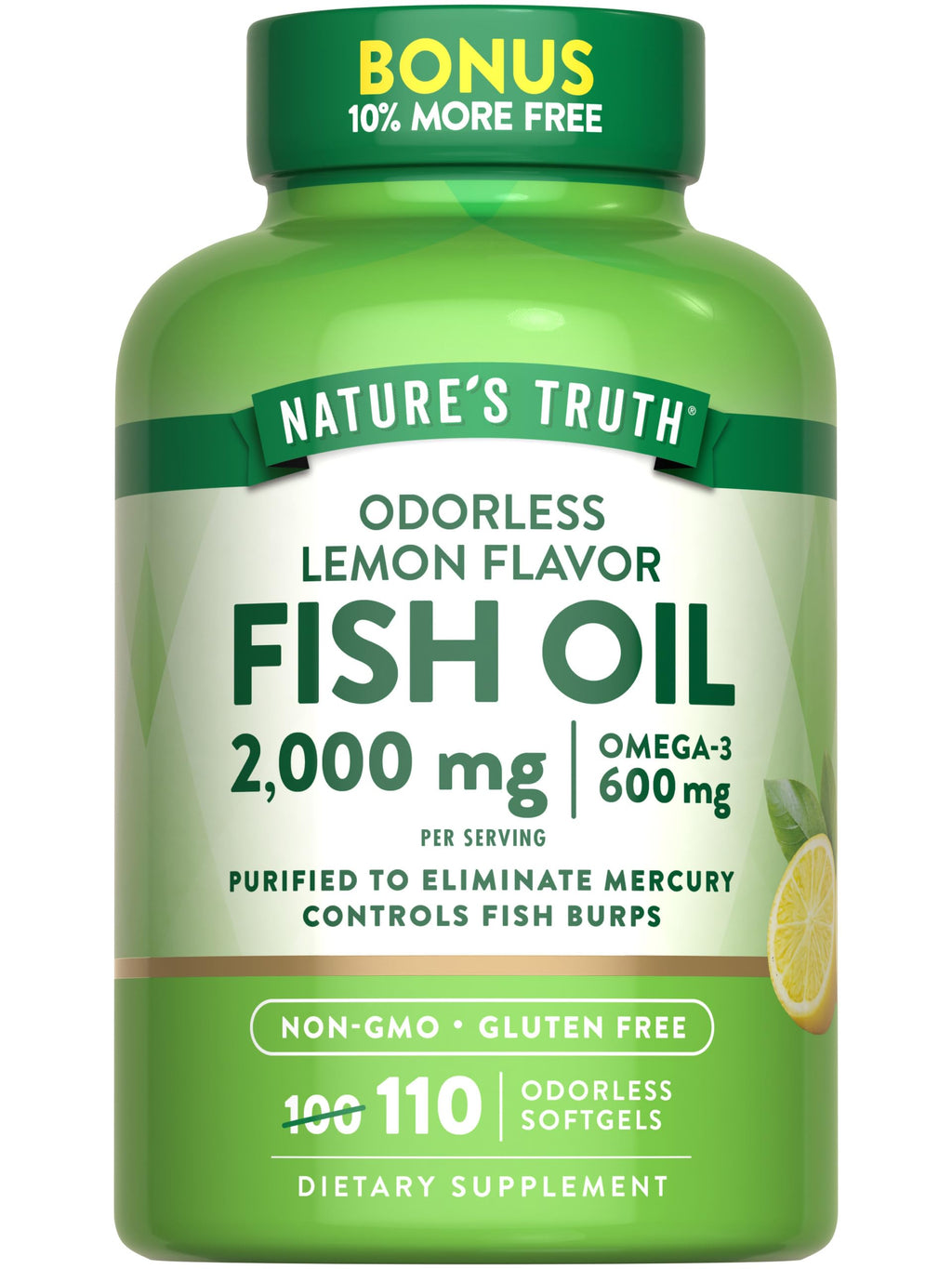 Fish Oil 2000mg 110 Softgels Lemon Flavor L916
