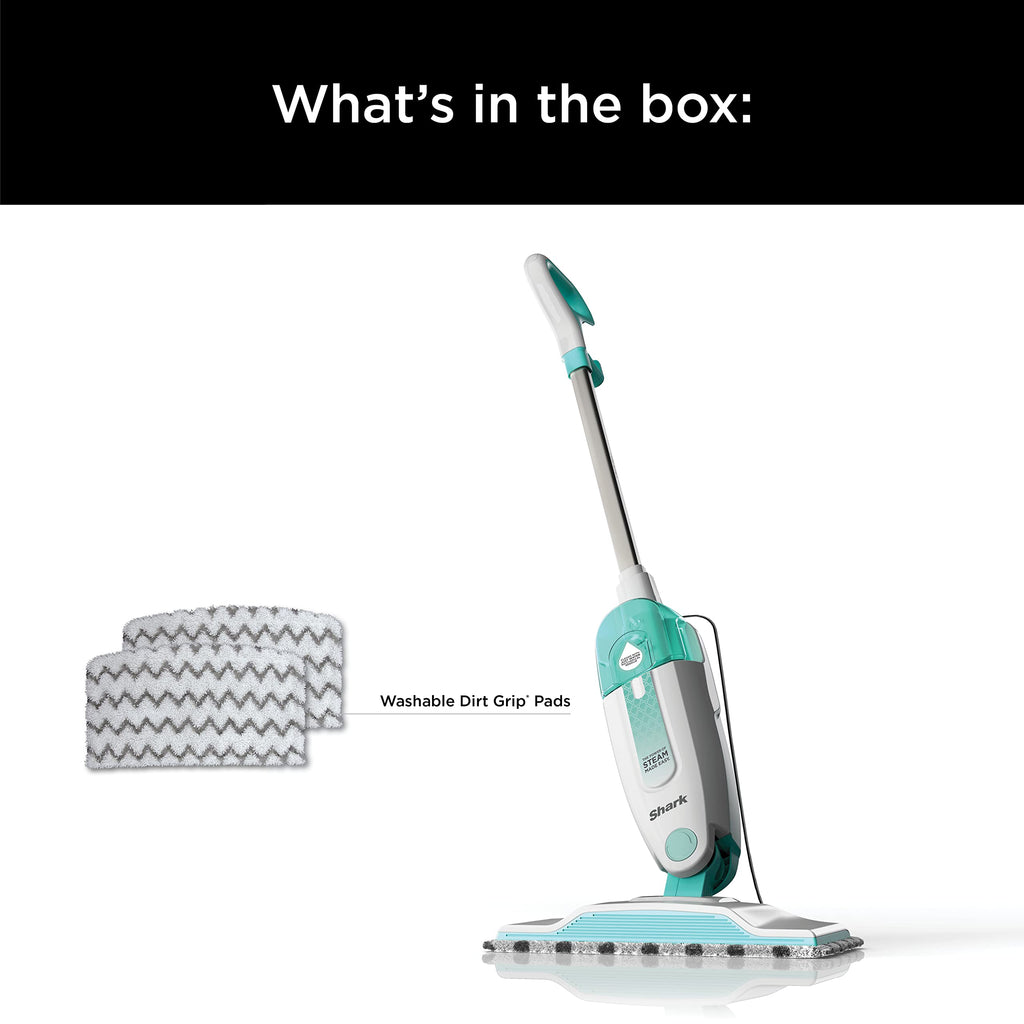 White Steam Mop with 2 Dirt Grip Pads B82497
