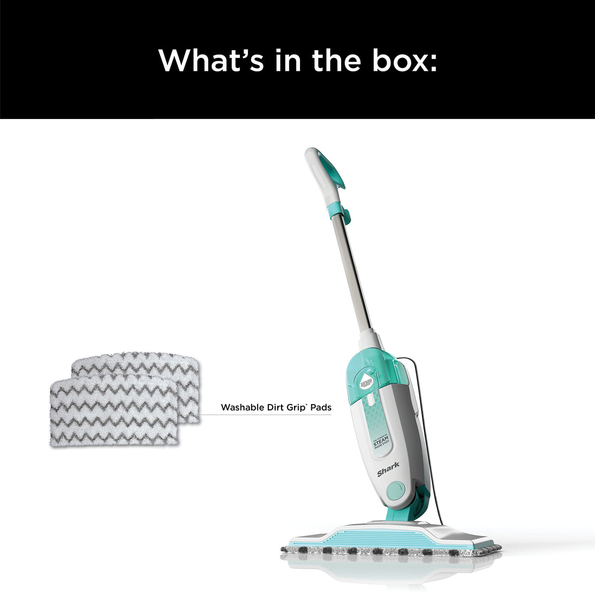 White Steam Mop with 2 Dirt Grip Pads B82497