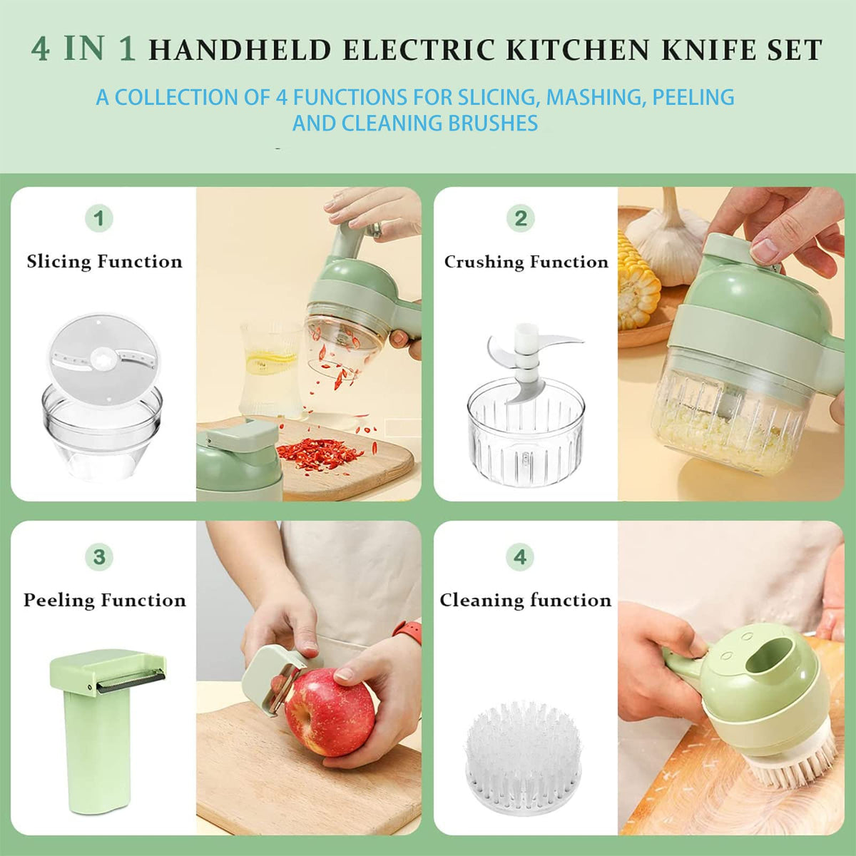 4 in 1 Handheld Electric Vegetable Cutter Set G996299