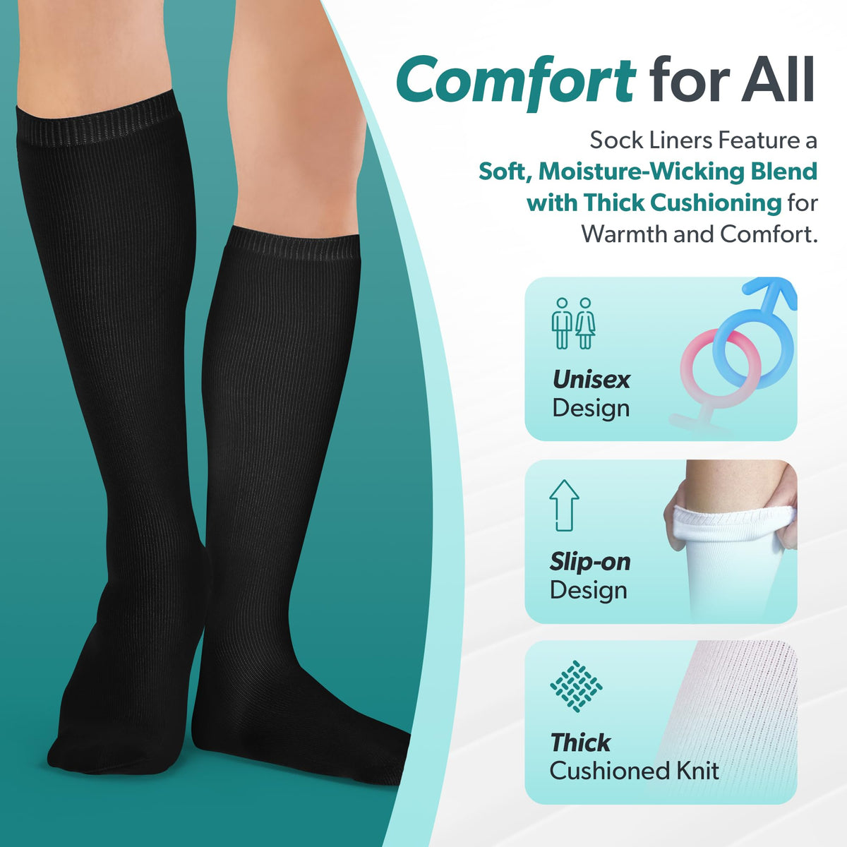 1 Pair White Tube Sock Liners P6982