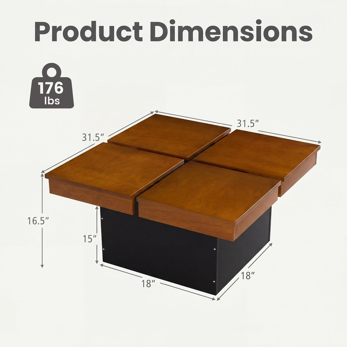 Mid Century Modern Solid Wood Coffee Table F7155