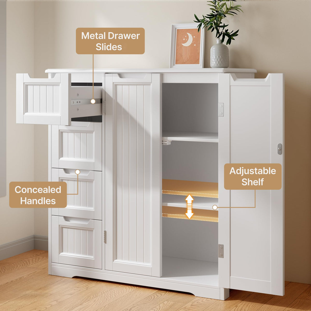 Storage Cabinet with 4 Drawers & 2 Doors A4539