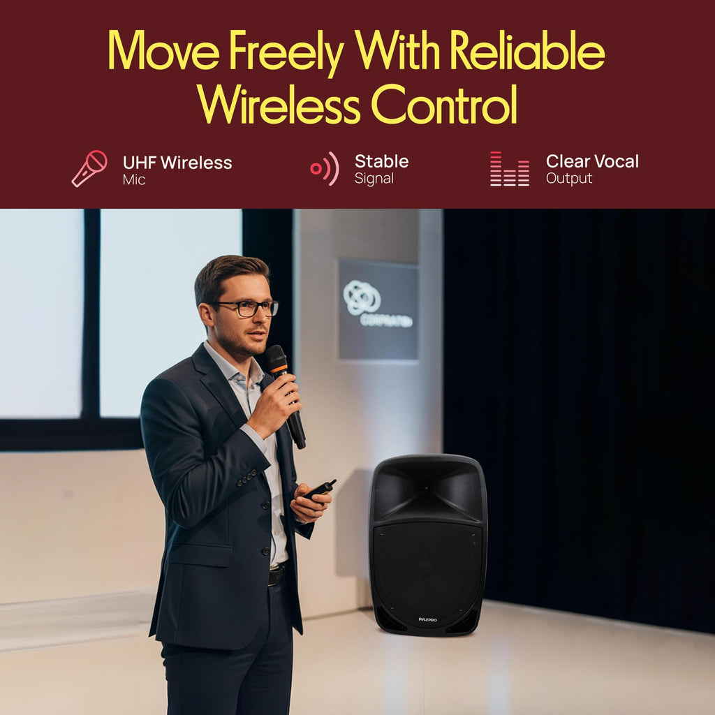 1200W Portable Bluetooth PA Speaker with Subwoofer and Wireless Microphone Y141