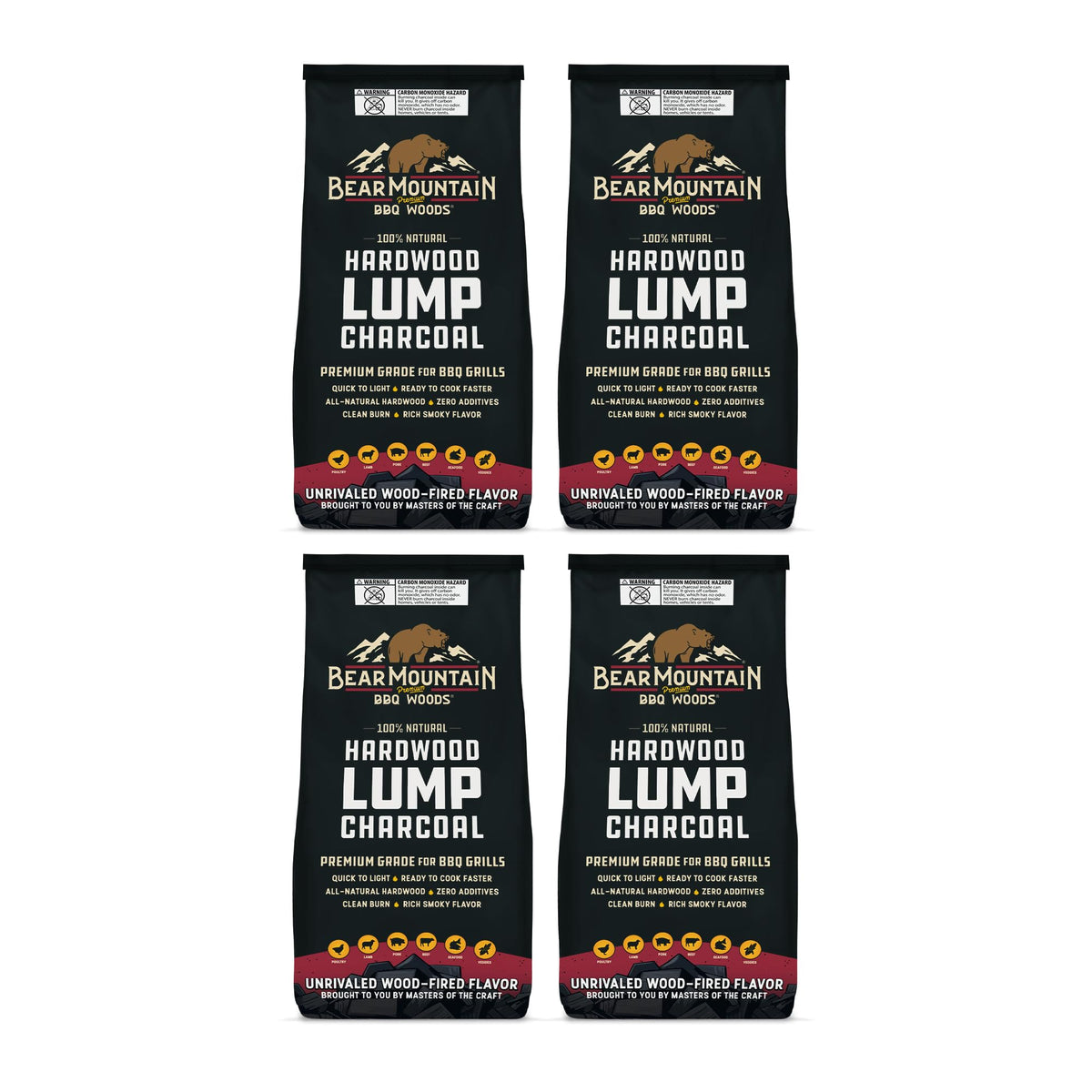 4 Pack Hardwood Lump Charcoal 16 Pounds V354