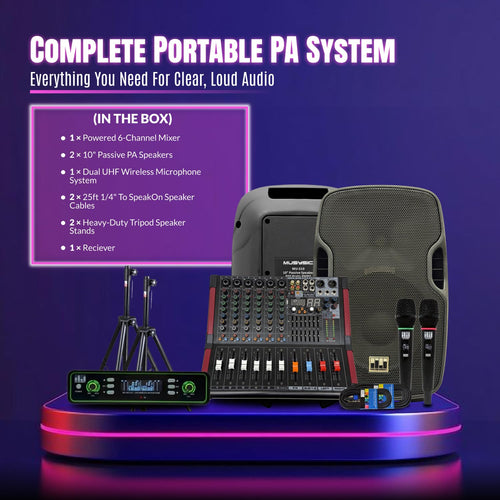 10" UHF PA System with Wireless Microphone U8913