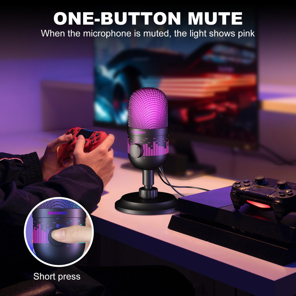 USB Condenser Gaming Microphone with RGB Lighting K76483