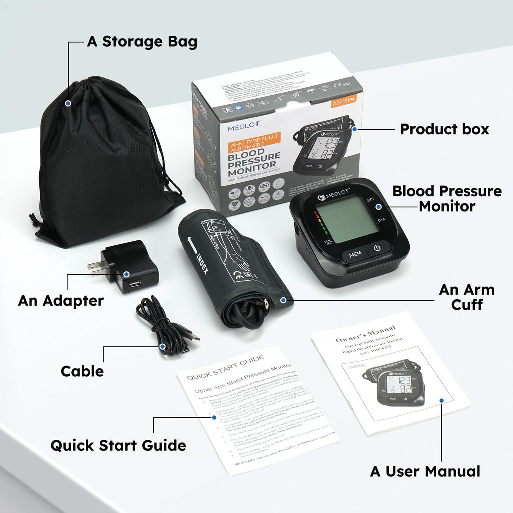 Automatic Upper Arm Blood Pressure Monitor with Adapter and Storage Bag Z1863