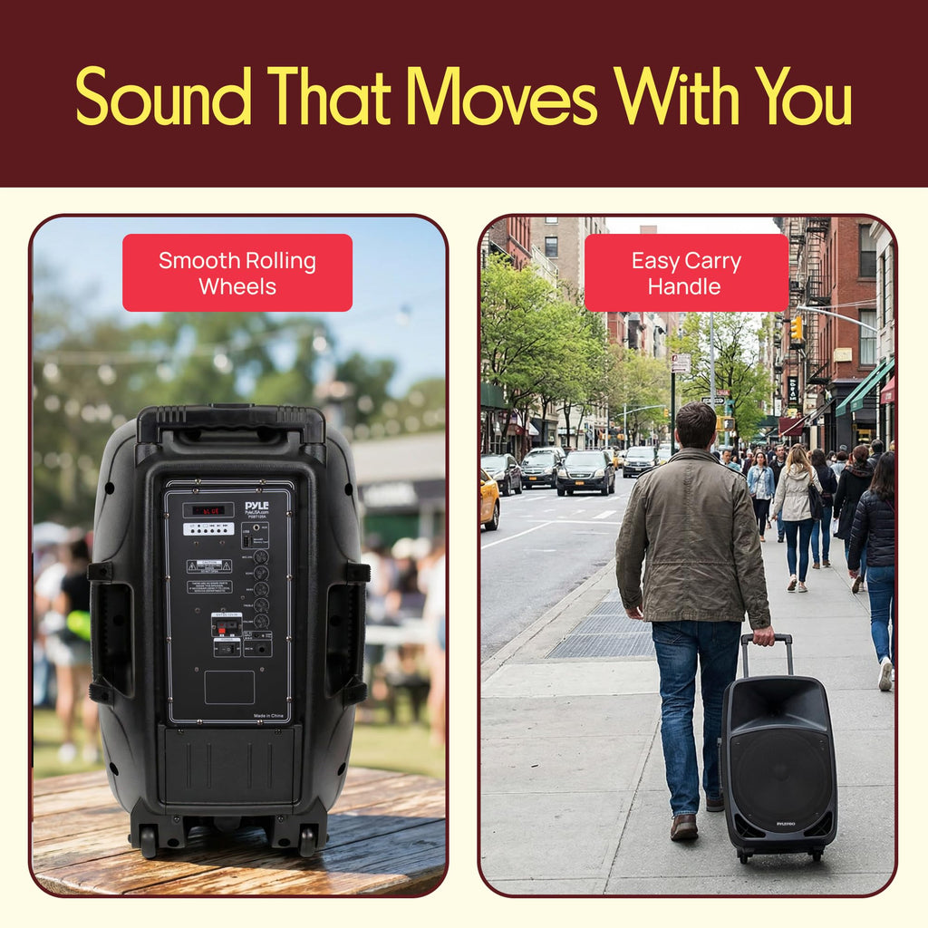 1200W Portable Bluetooth PA Speaker with Subwoofer and Wireless Microphone Y141