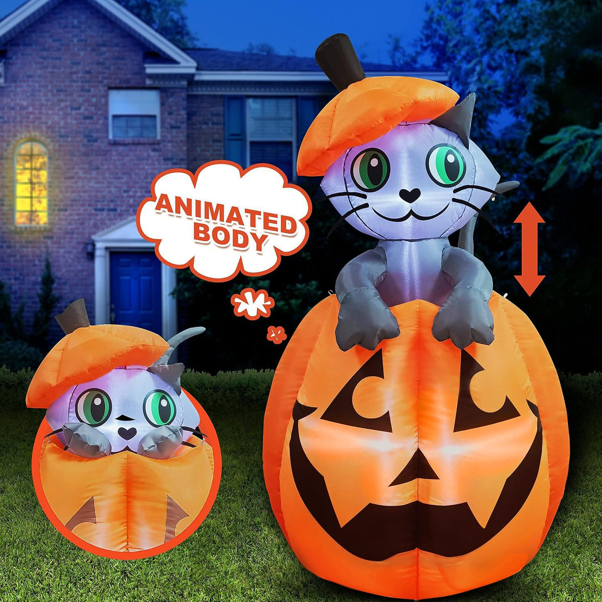 5 FT Animated Pumpkin Inflatable with LEDs Y71296