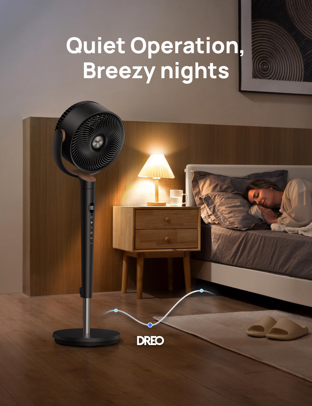 120° Oscillating Standing Fan, Quiet Floor Fan with DC Motor, 9 Speeds, 4 modes, 37-42" Adjustable Height, 9H Timer, Dark Gray M374