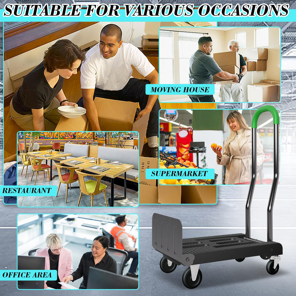 2-in-1 Convertible Hand Truck Dolly, 330LBS Capacity, Foldable Black & Dill Green J539