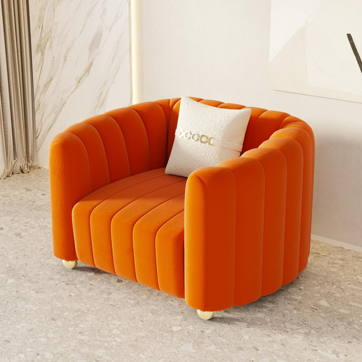 42" Velvet Sofa Chair with Gold Metal Legs U88458