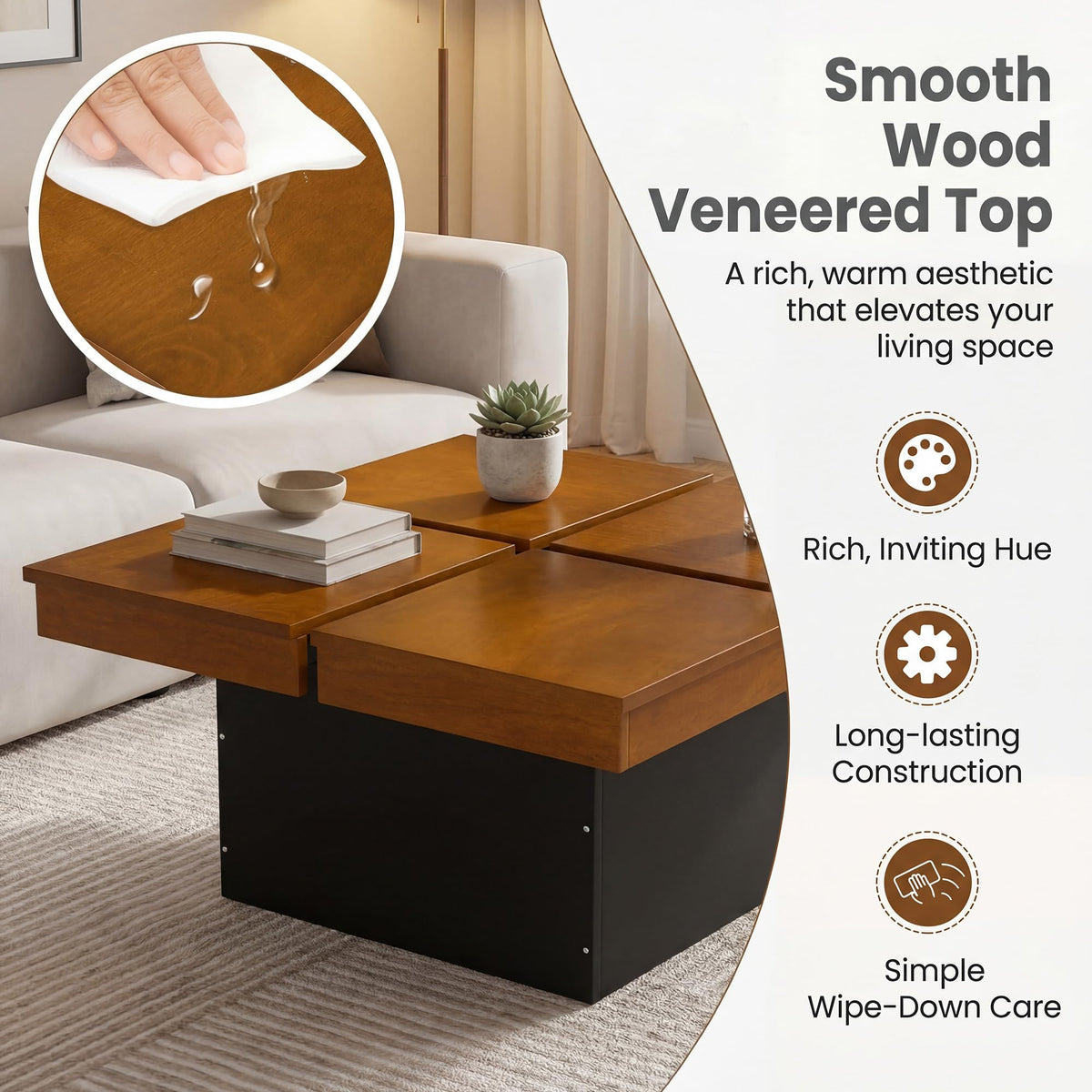 Mid Century Modern Solid Wood Coffee Table F7155