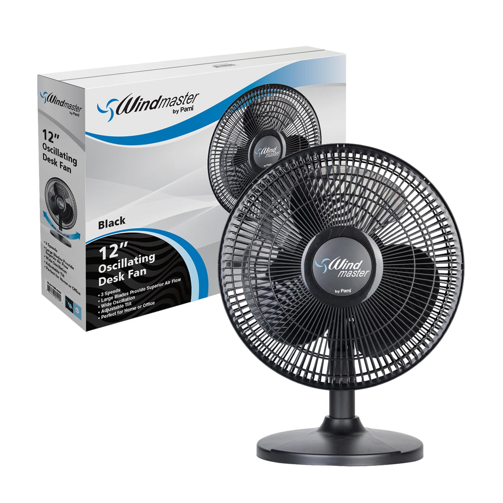 16 in Oscillating Desk Fan, 3 Speed, Adjustable Tilt, Black D754