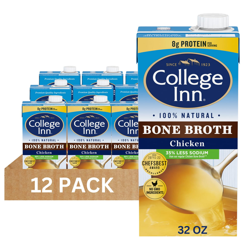 100% Natural Reduced Sodium Chicken Bone Broth 32 Oz (Pack of 12) M111798