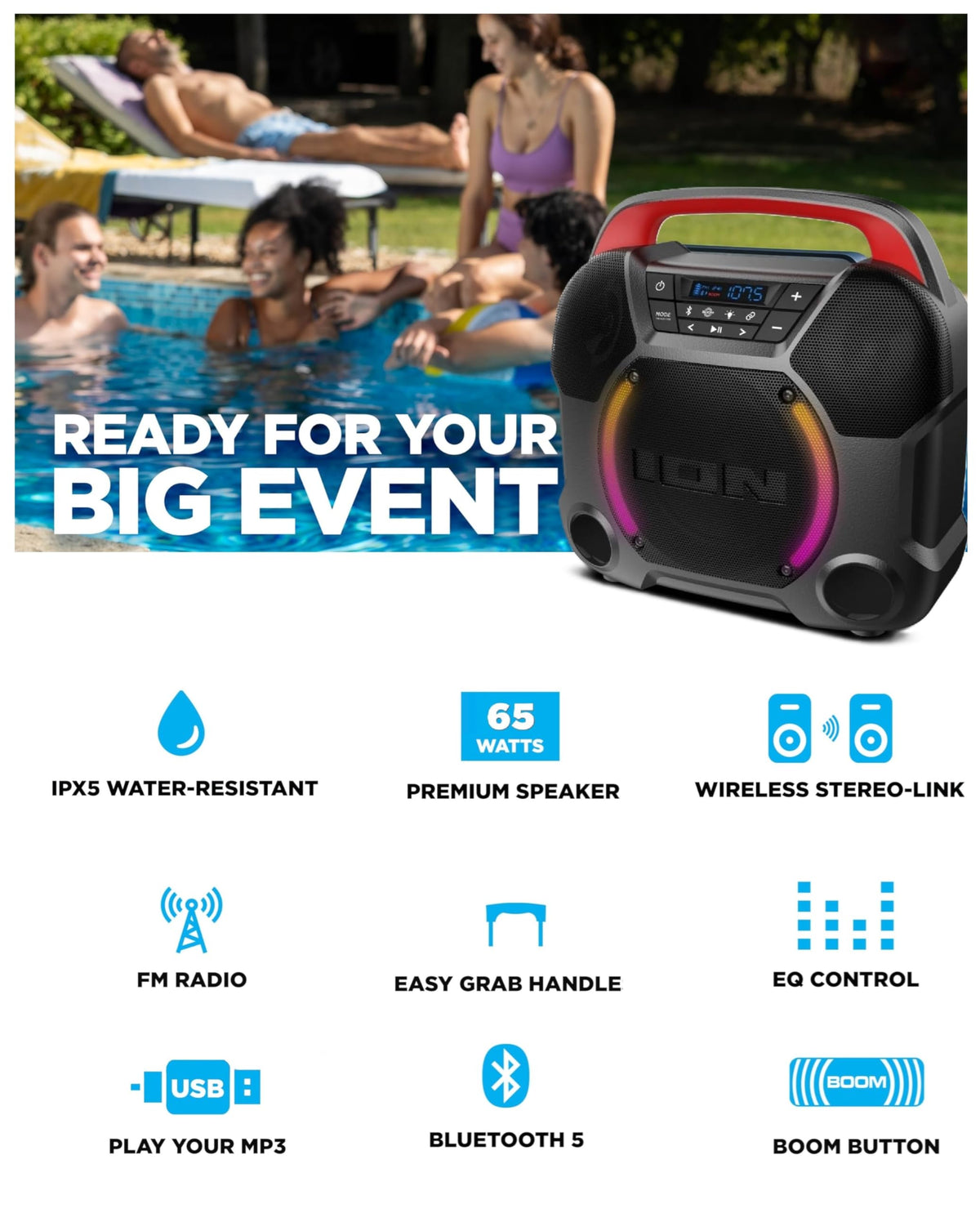2 Pack Wireless Bluetooth Water-Resistant Speaker O615