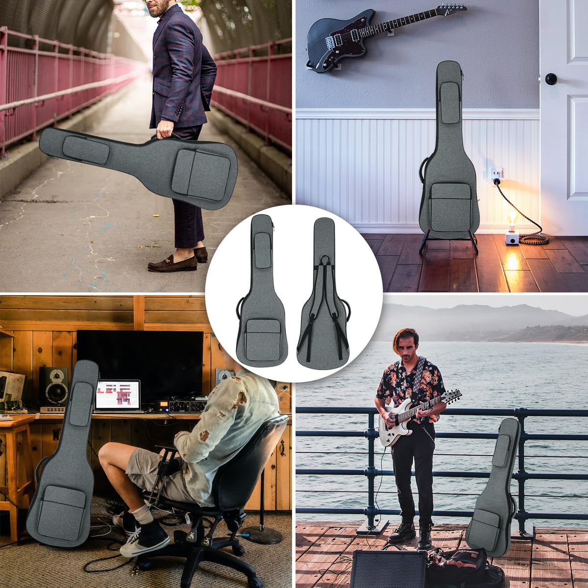 Padded Electric Guitar Gig Bag with Neck Strap N704