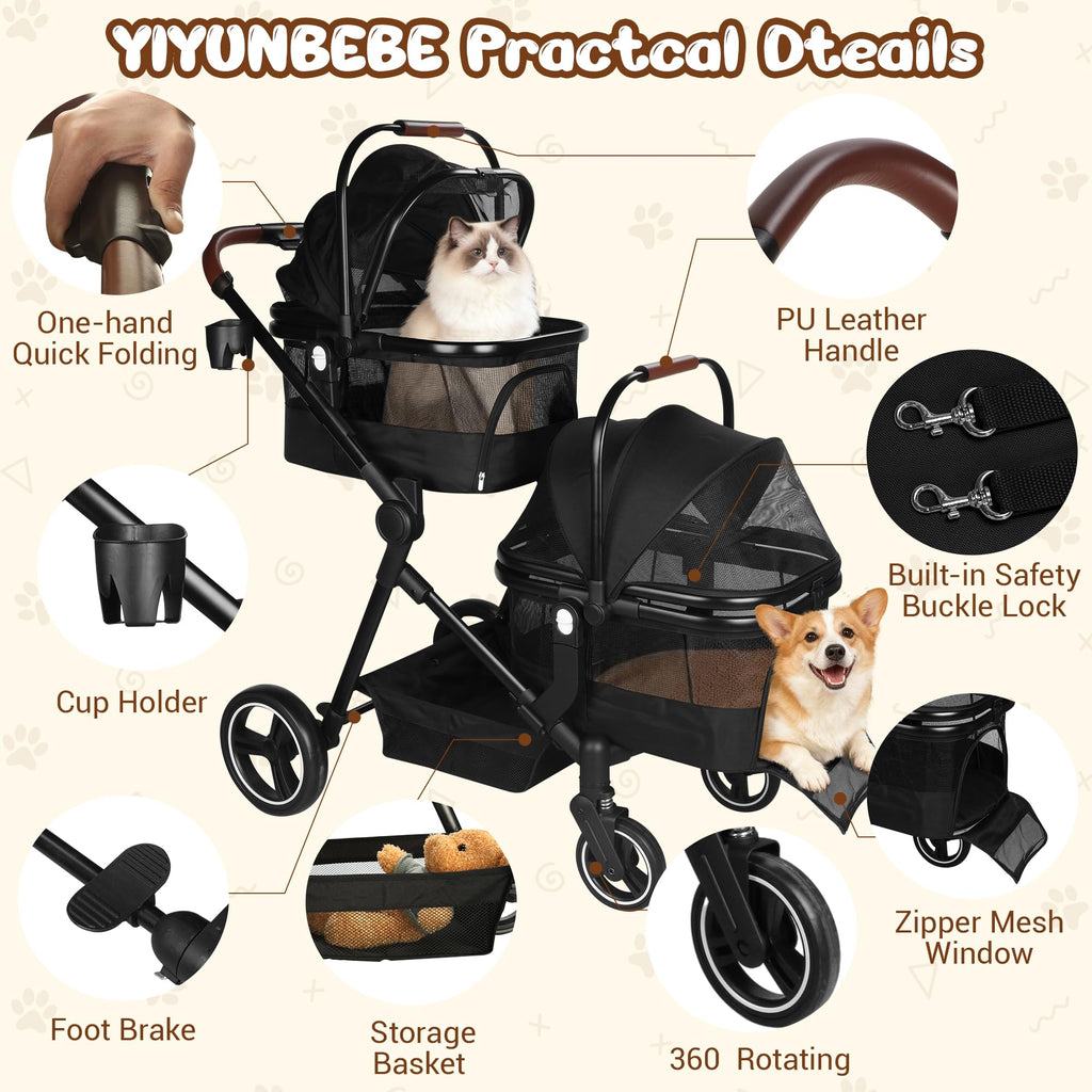 Foldable Double Pet Stroller T719