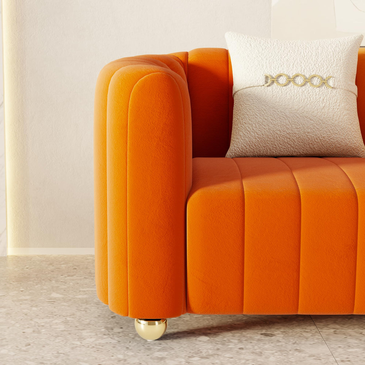 42" Velvet Sofa Chair with Gold Metal Legs U88458