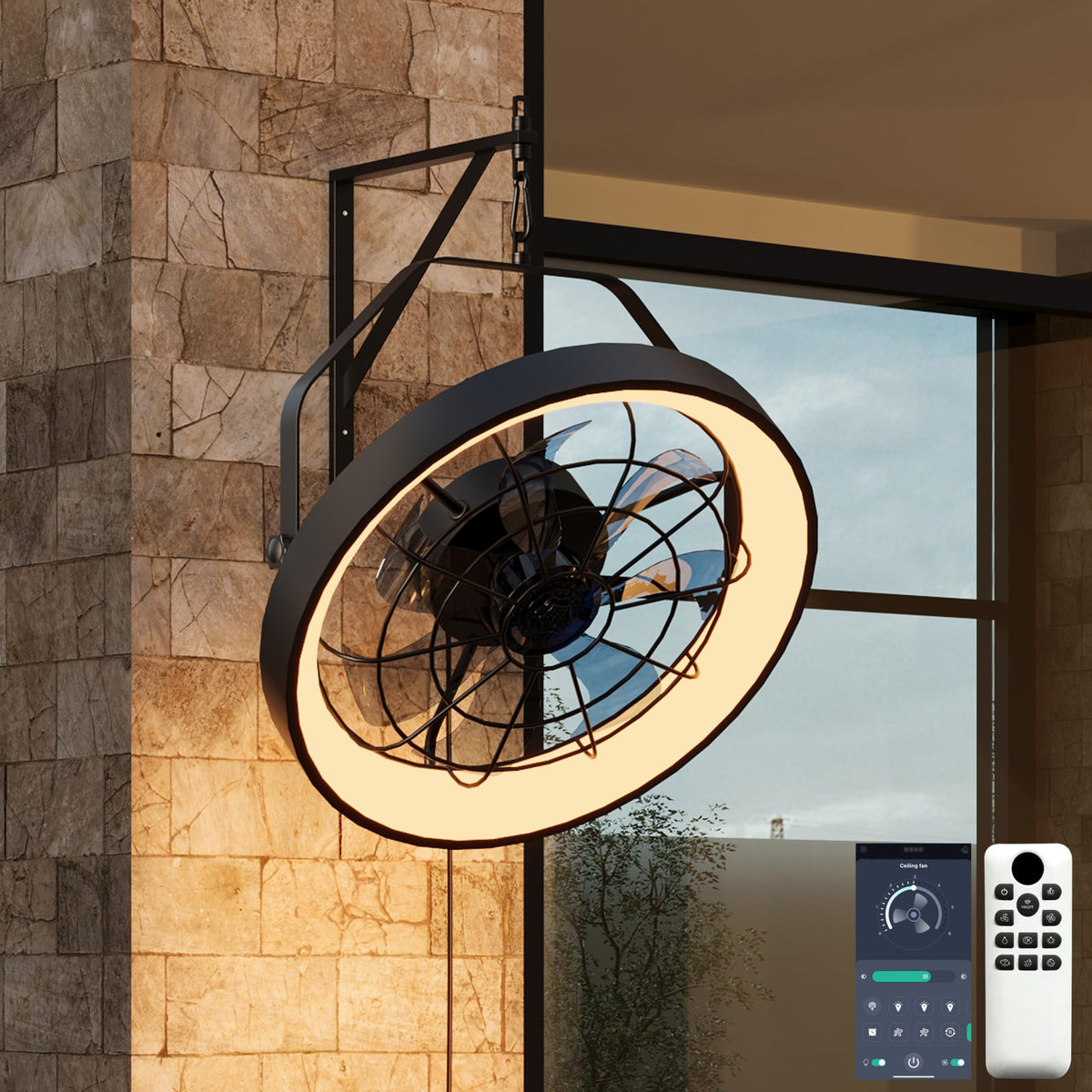 20 Inch Plug In Wall Mount Fan with Light P14517