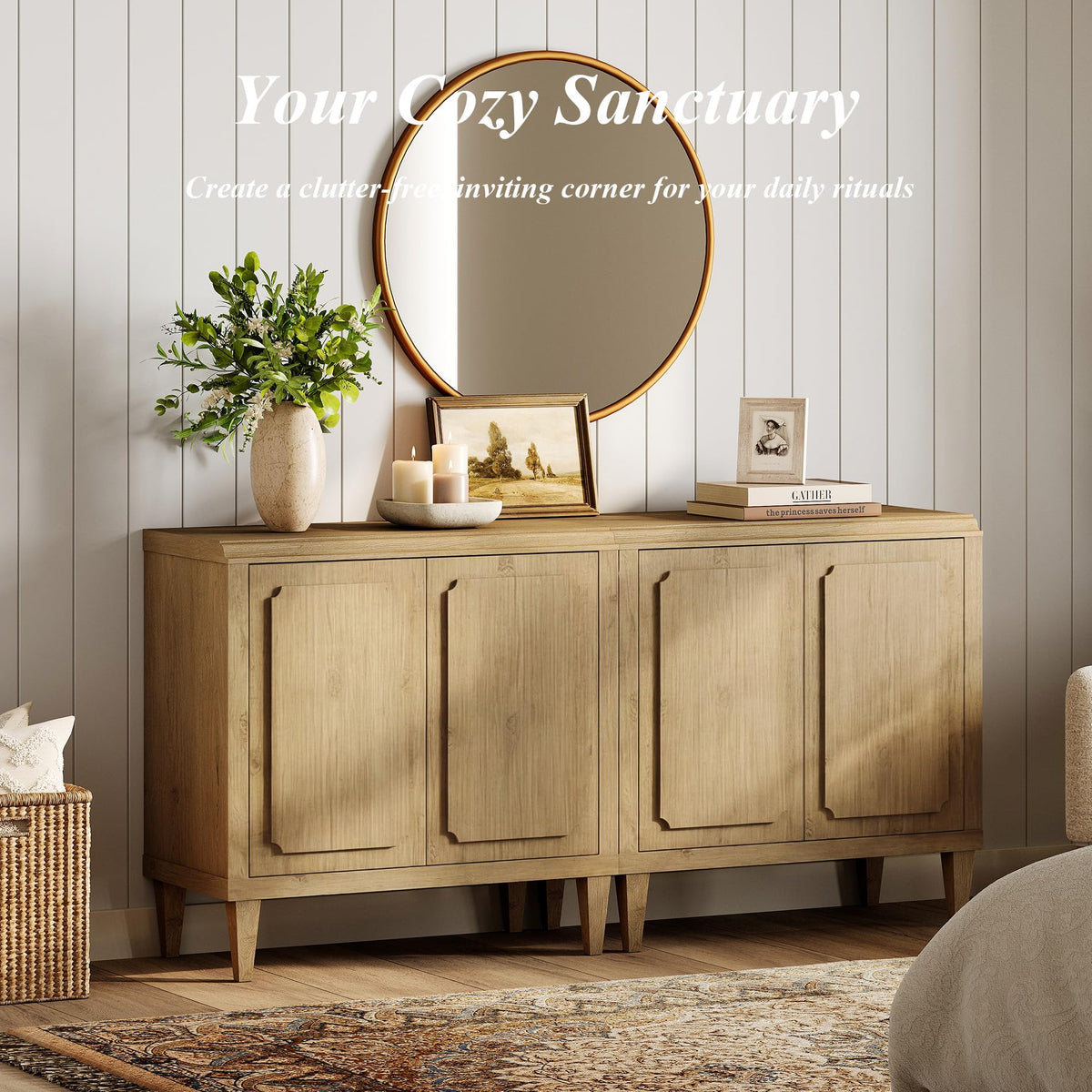 Wood TV Stand with Storage I917718