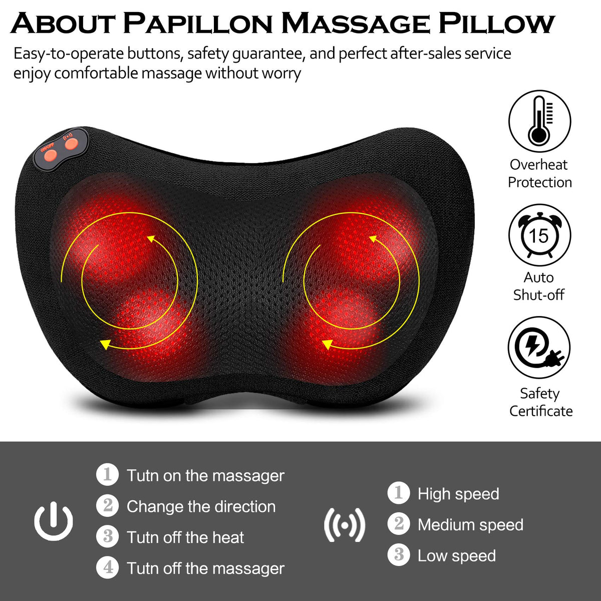 Black Shiatsu Back Massager with Heat O591