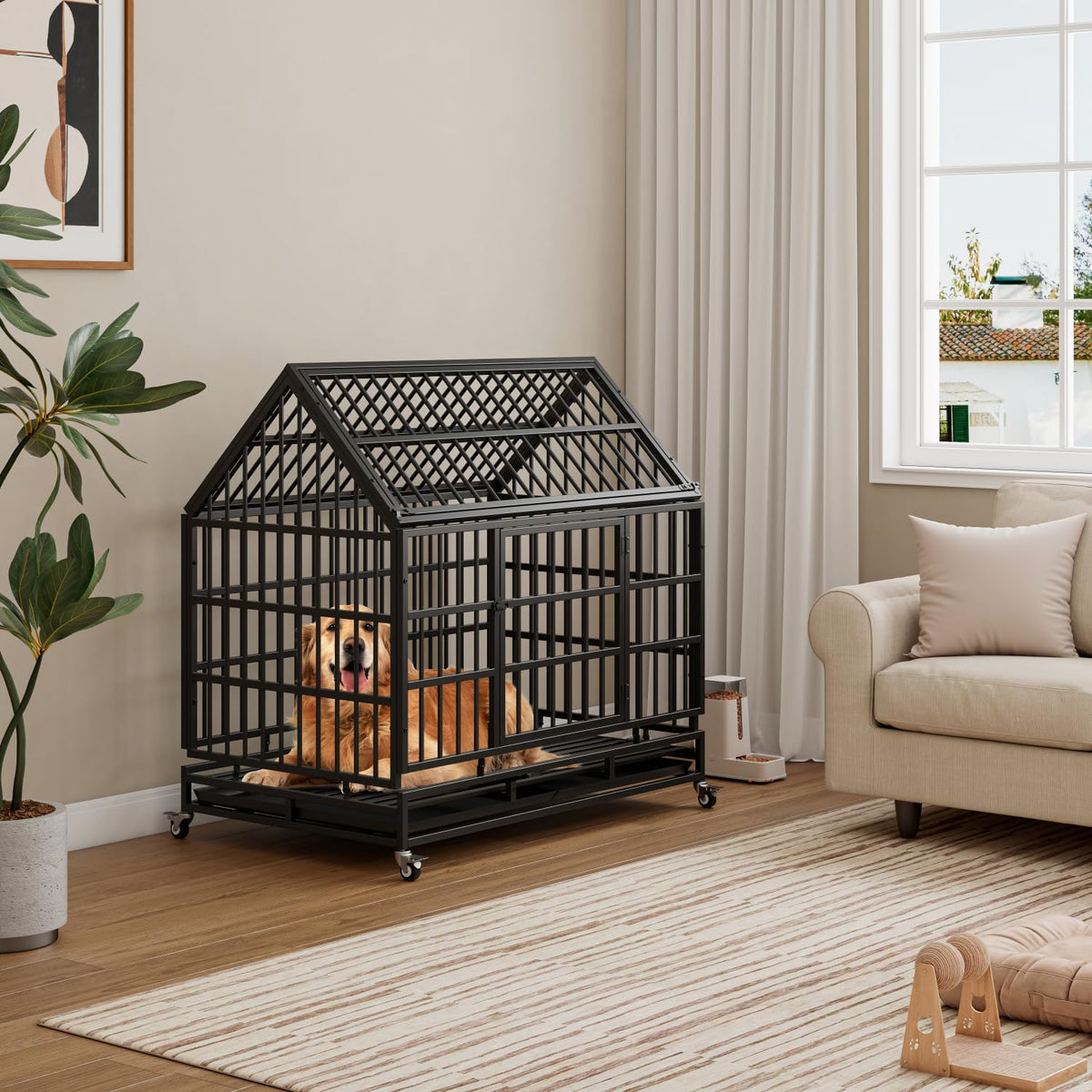 48 Inch Heavy Duty Dog Crate with Wheels U434