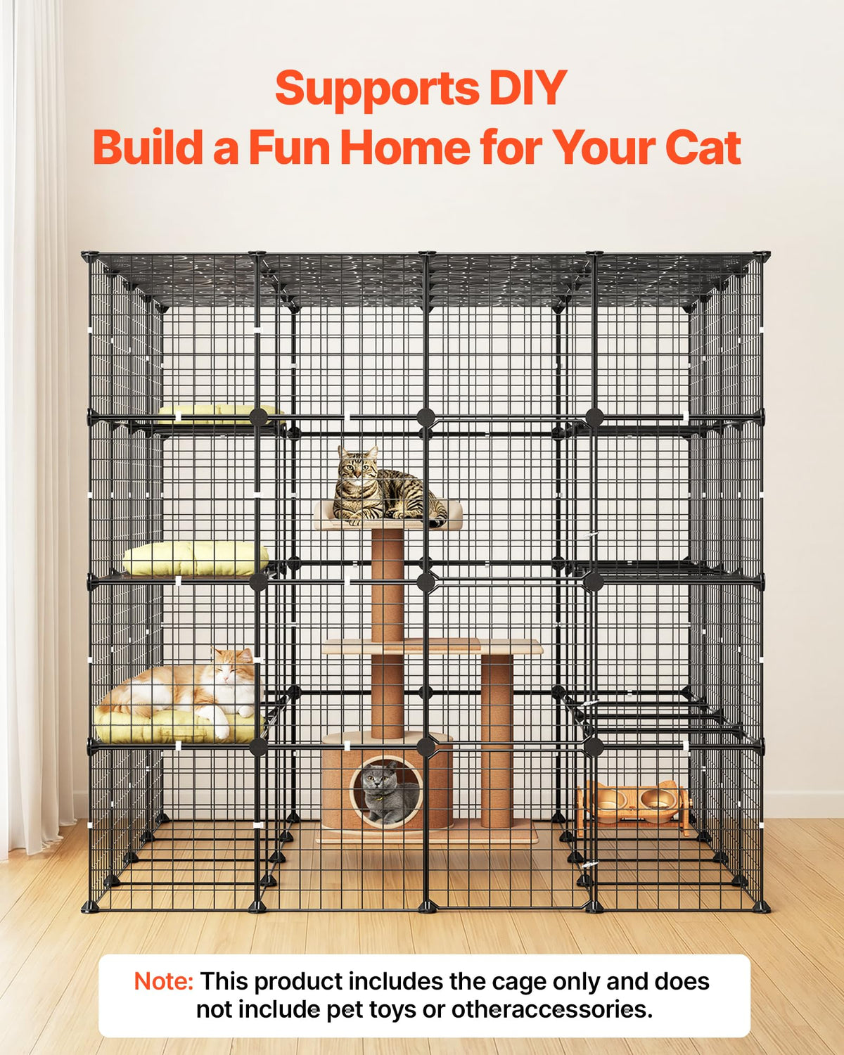 4-Tier Metal Wire Cat Cage with 3 Doors X6887