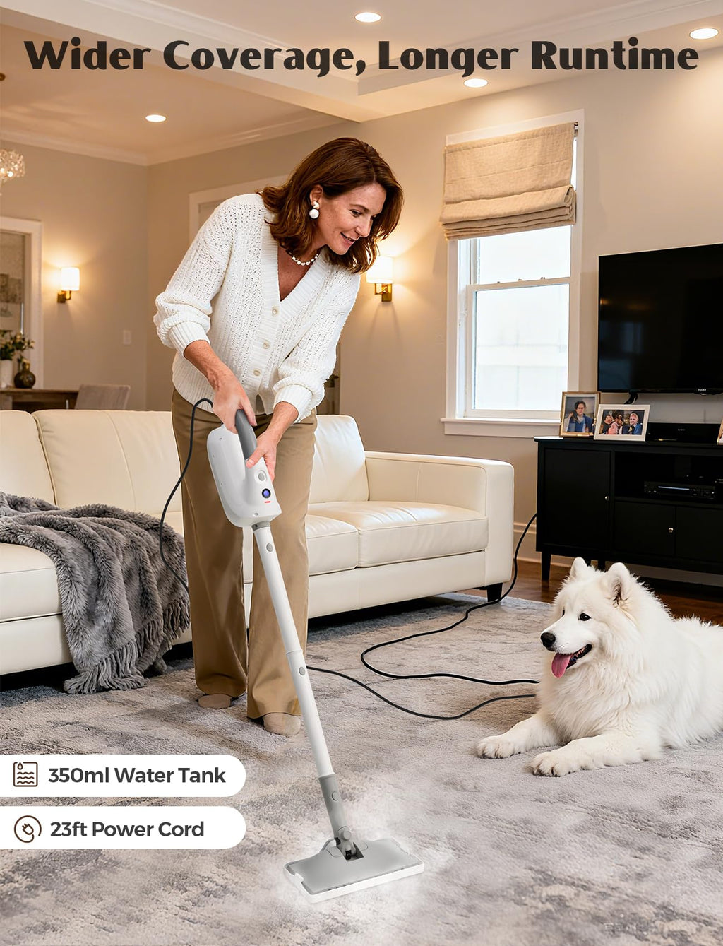 10-in-1 Steam Mop with Detachable Handheld Steamer L8362