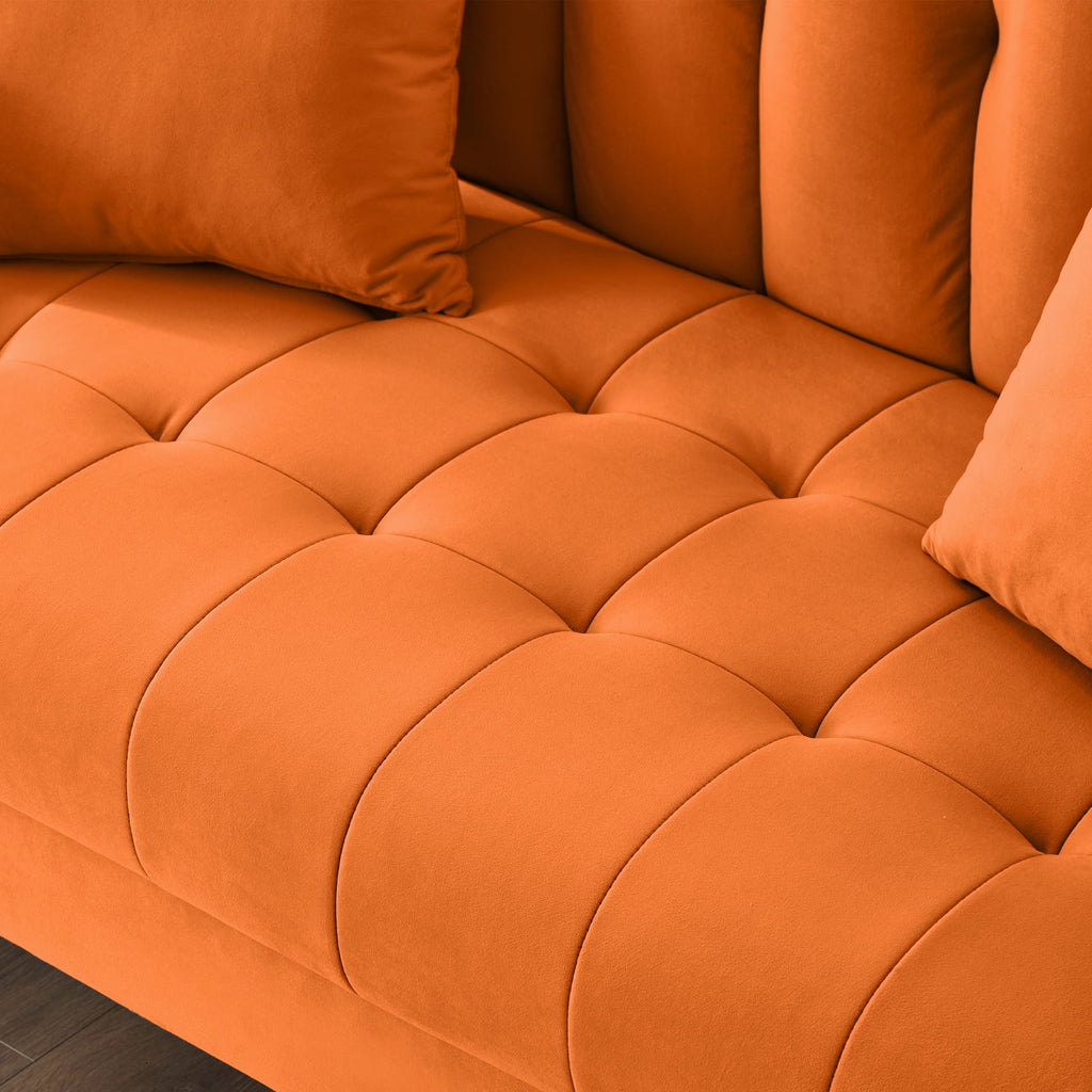 Orange Velvet Tufted Loveseat Sofa P69639