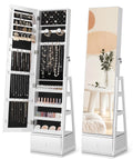 360° Swivel Lockable Jewelry Cabinet with Full Length Mirror N362