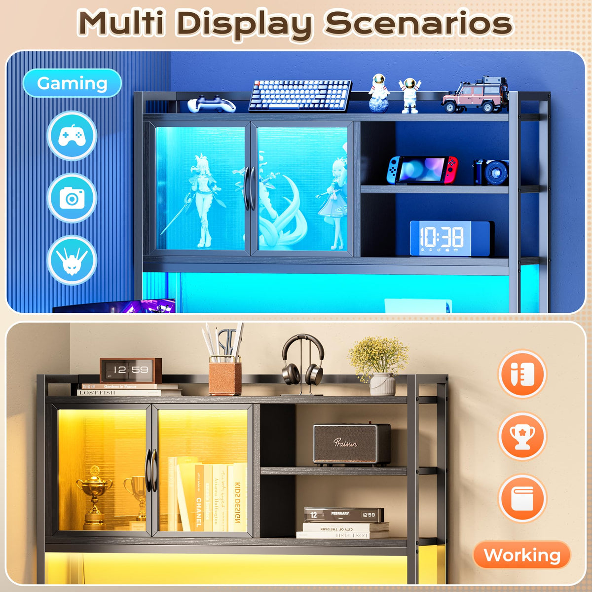 57.5 Inch L Shaped Gaming Desk with Power Outlets O915