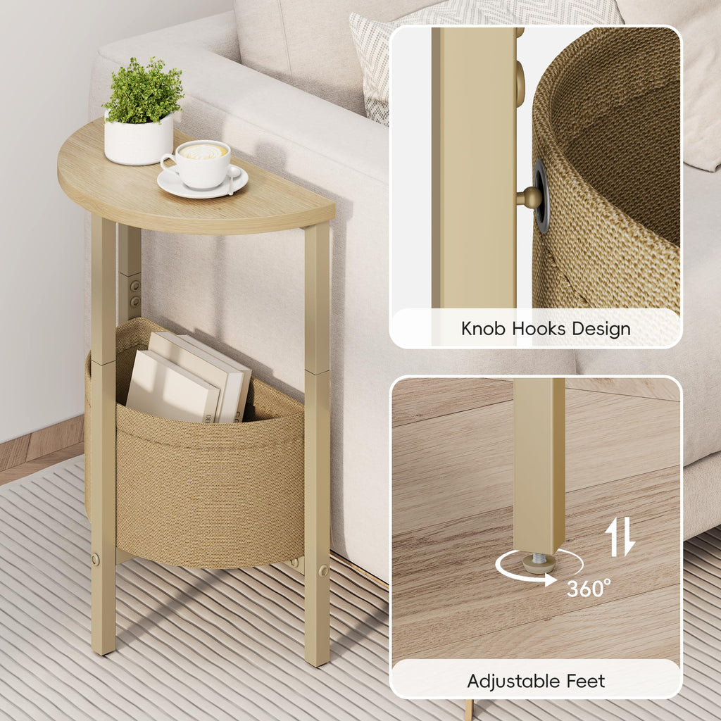 Small Round Side Table with Storage Basket, Set of 2 A7886