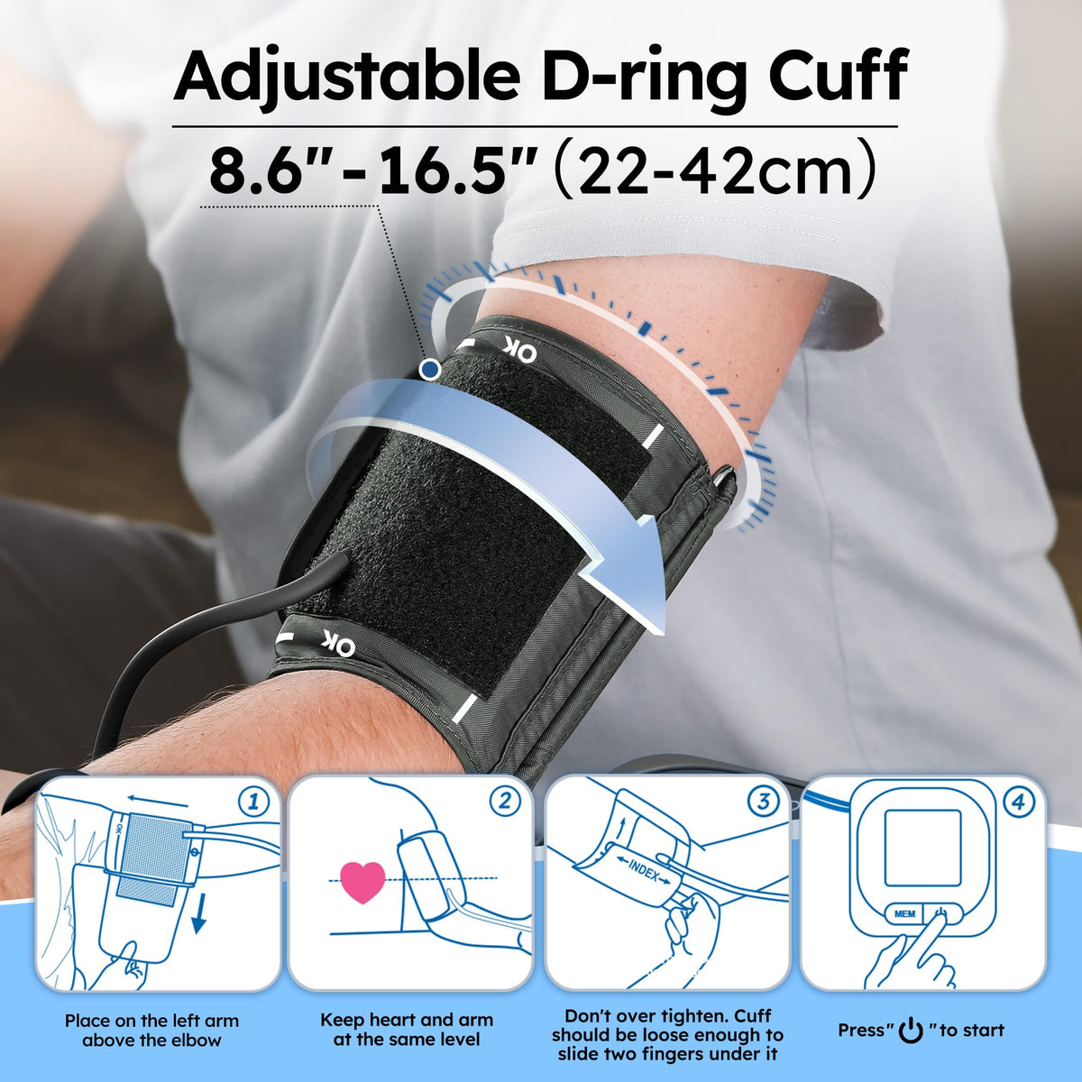Automatic Upper Arm Blood Pressure Monitor with Adapter and Storage Bag Z1863