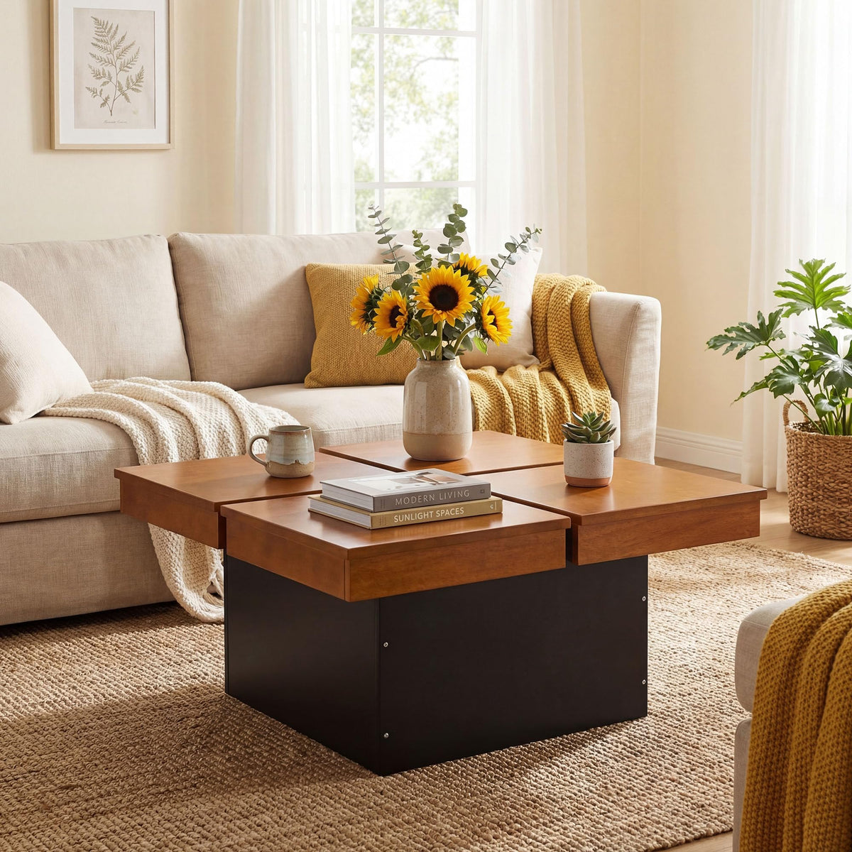 Mid Century Modern Solid Wood Coffee Table F7155