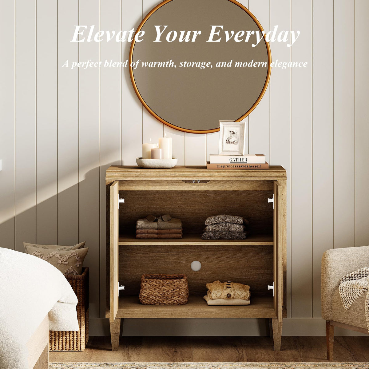 Wood TV Stand with Storage I917718