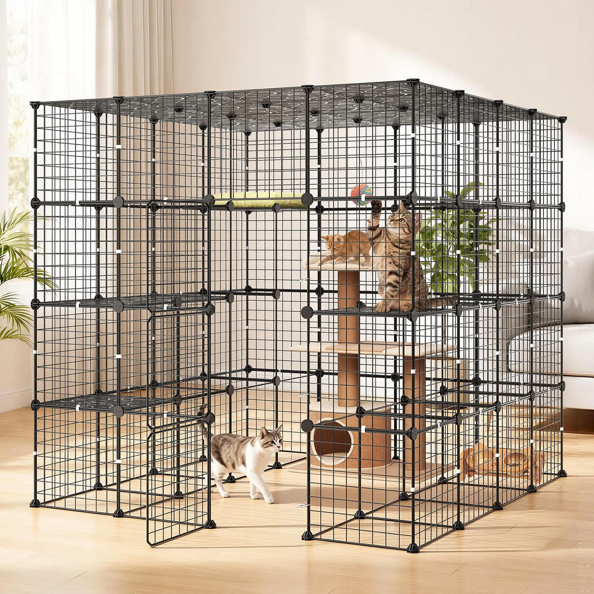 4-Tier Metal Wire Cat Cage with 3 Doors X6887