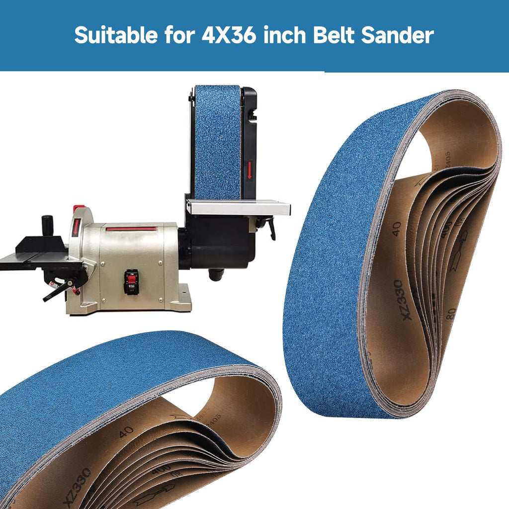 4 x 36 Inch Zirconia Sanding Belts 40-400 Grit I115648
