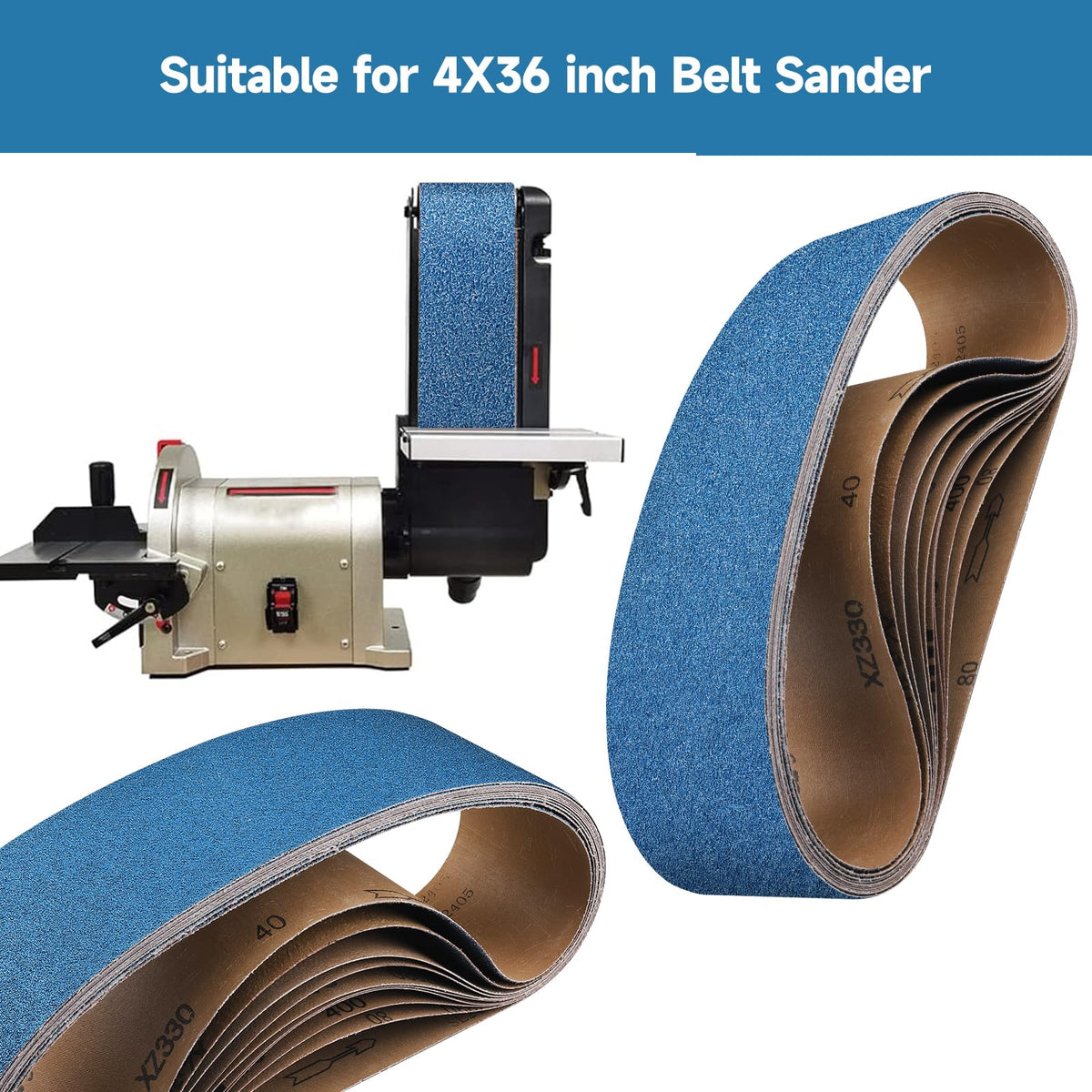 4 x 36 Inch Zirconia Sanding Belts 40-400 Grit I115648