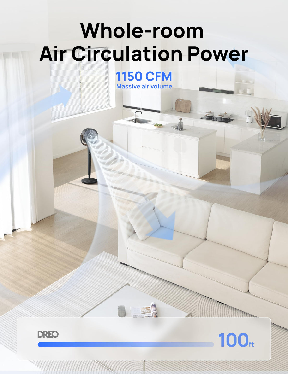 120° Oscillating Standing Fan, Quiet Floor Fan with DC Motor, 9 Speeds, 4 modes, 37-42" Adjustable Height, 9H Timer, Dark Gray M374